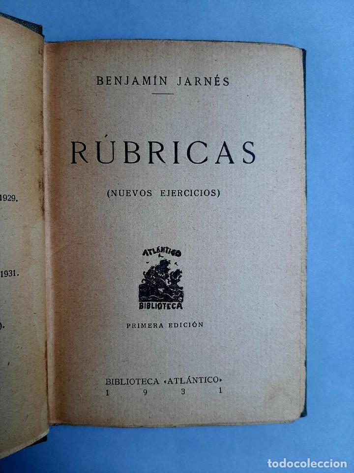 Libros de segunda mano: Jarn&eacute;s, Benjam&iacute;n - R&uacute;bricas (Nuevos Ejercicios) Madrid, 1931 Primera edicion - Foto 2