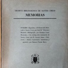 Libros de segunda mano: ARCHIVO BIBLIOGRÁFICO DE SANTES CREUS. MEMORIAS. AÑO 1953-2.. Lote 324332348