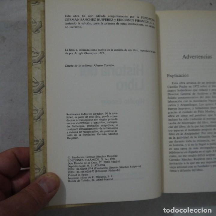 Libros de segunda mano: HISTORIA DEL LIBRO - HIP&Oacute;LITO ESCOLAR - EDICIONES PIR&Aacute;MIDE - 1984 - Foto 4