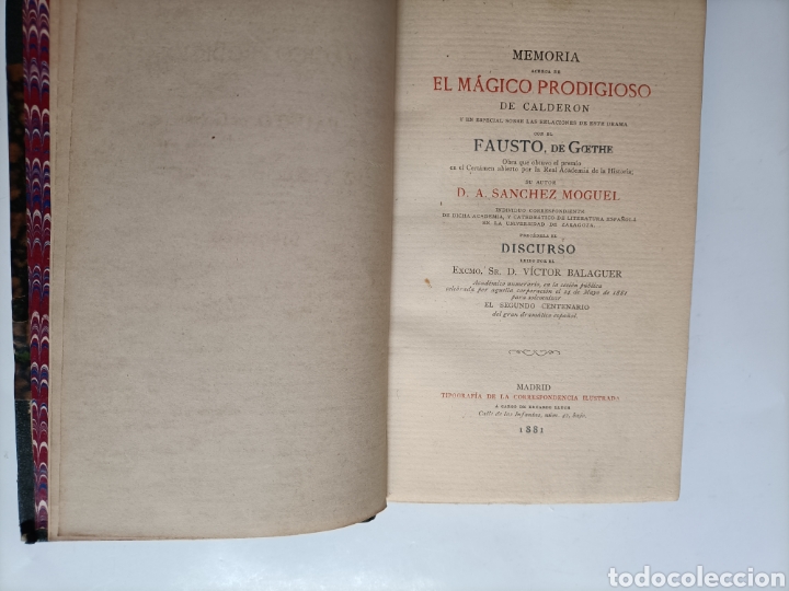 Gebrauchte B&uuml;cher: Memoria acerca de el M&aacute;gico Prodigioso de Calder&oacute;n y en especial sobre las relaciones de esta obra c