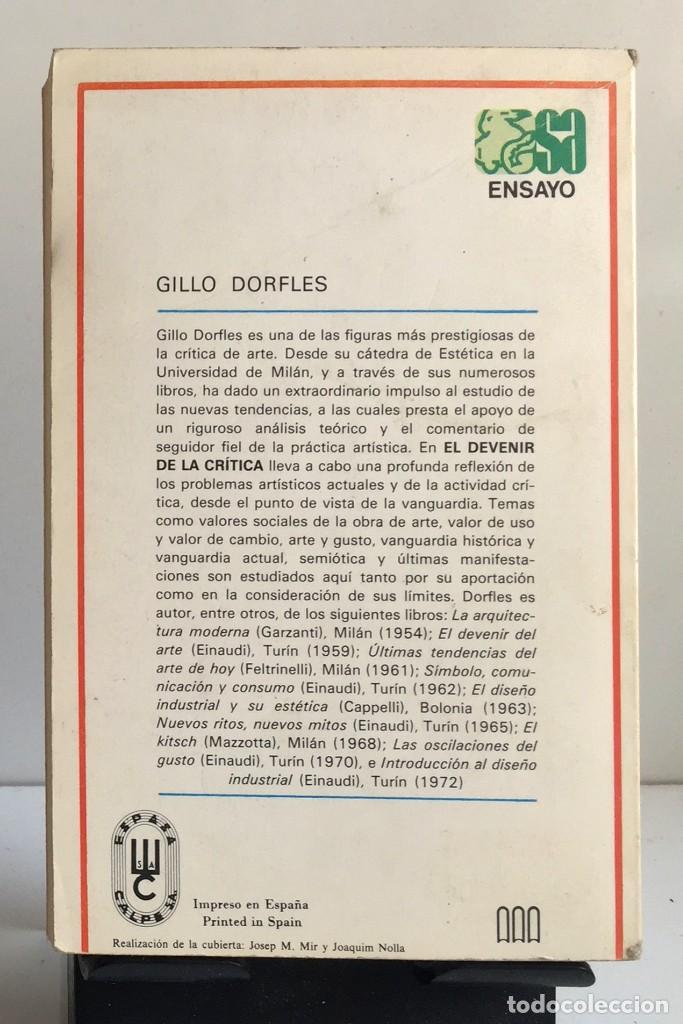 Libros de segunda mano: EL DEVENIR DE LA CR&Iacute;TICA. Gillo Dorfles - Foto 2