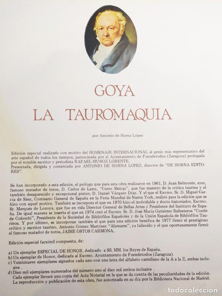 Libros de segunda mano: LIBRO LA TAUROMAQUIA DE GOYA 1978 - Foto 2