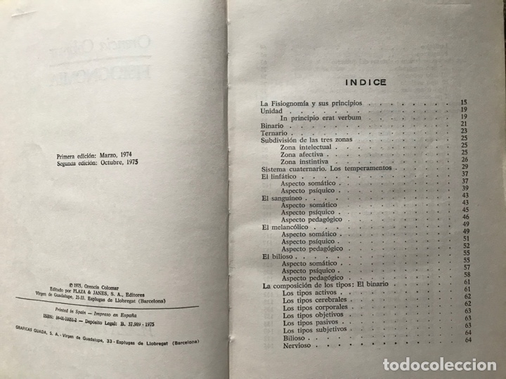 Libros de segunda mano: Fisiognom&iacute;a. Orencia Colomar - Foto 2