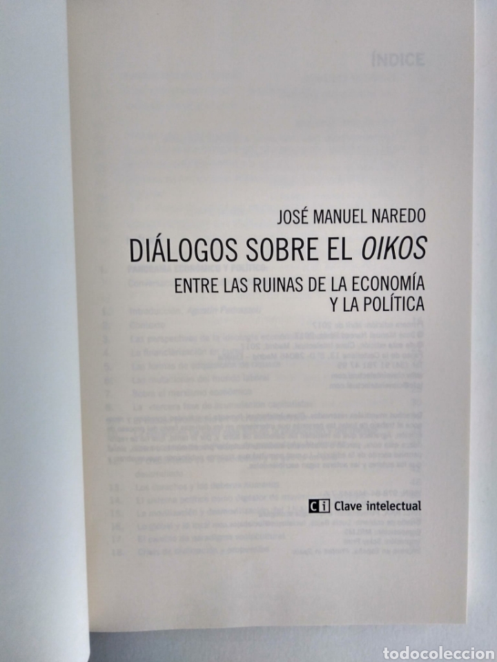 Libros de segunda mano: Di&aacute;logo sobre el Oikos/ Jos&eacute; Manuel Naredo - Foto 2