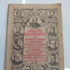 Libros de segunda mano: LIVRARIA LUSITANIA ARQUIVO BIBLIOGRAFICO LIVROS RAROS CURIOSOS 1915 MANUSCRITOS LIBROS ANTIGUOS. Lote 326737933