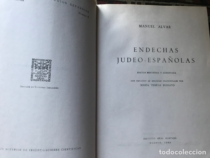 Libros de segunda mano: Endechas judeo-espa&ntilde;olas. Edici&oacute;n refundida. Manuel Alvar. C.S.I.C. - Foto 6