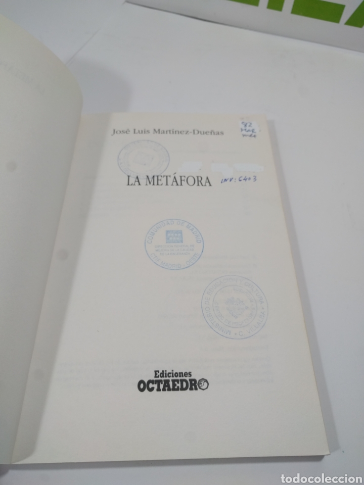 Libros de segunda mano: La met&aacute;fora. Jos&eacute; Luis Mart&iacute;nez Due&ntilde;as. Octaedro. - Foto 5