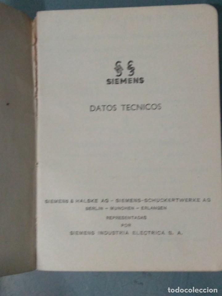 Libros de segunda mano: SIEMENS. LIBRITO &rdquo;DATOS T&Eacute;CNICOS&rdquo; - Foto 2