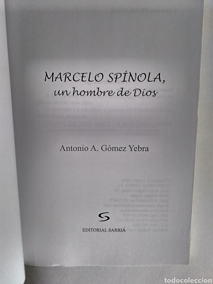 Libros de segunda mano: Marcelo Sp&iacute;nola. Un hombre de Dios / Antonio A. GOMEZ YEBRA. - Foto 2