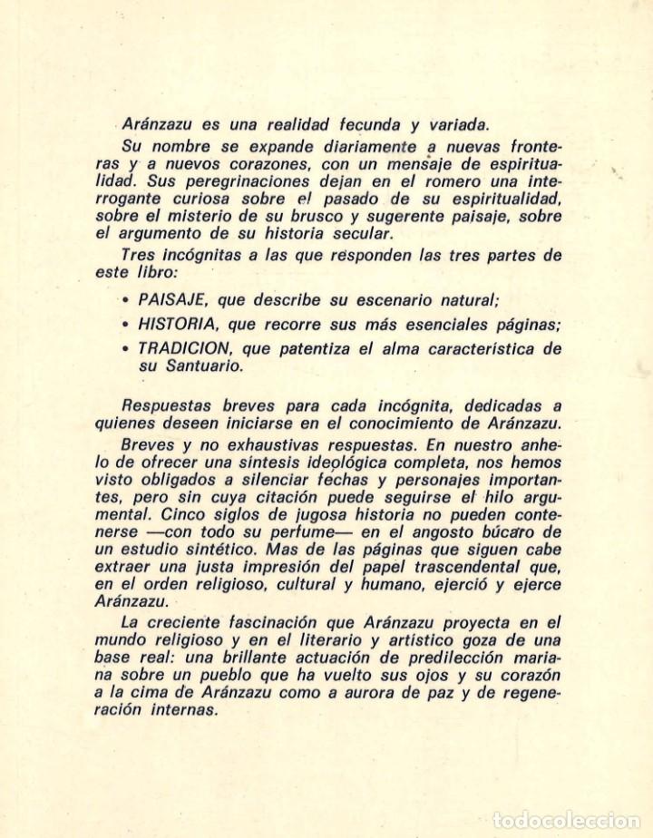 Libros de segunda mano: Ar&aacute;nzazu. Pedro de Anasagasti. 1975 - Foto 2