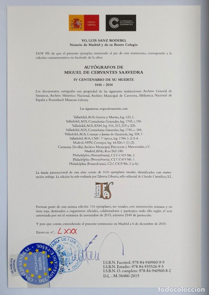 Libros de segunda mano: Aut&oacute;grafos de Miguel de Cervantes Saavedra. Facs&iacute;miles. Taberna Libraria 2016 - Foto 60