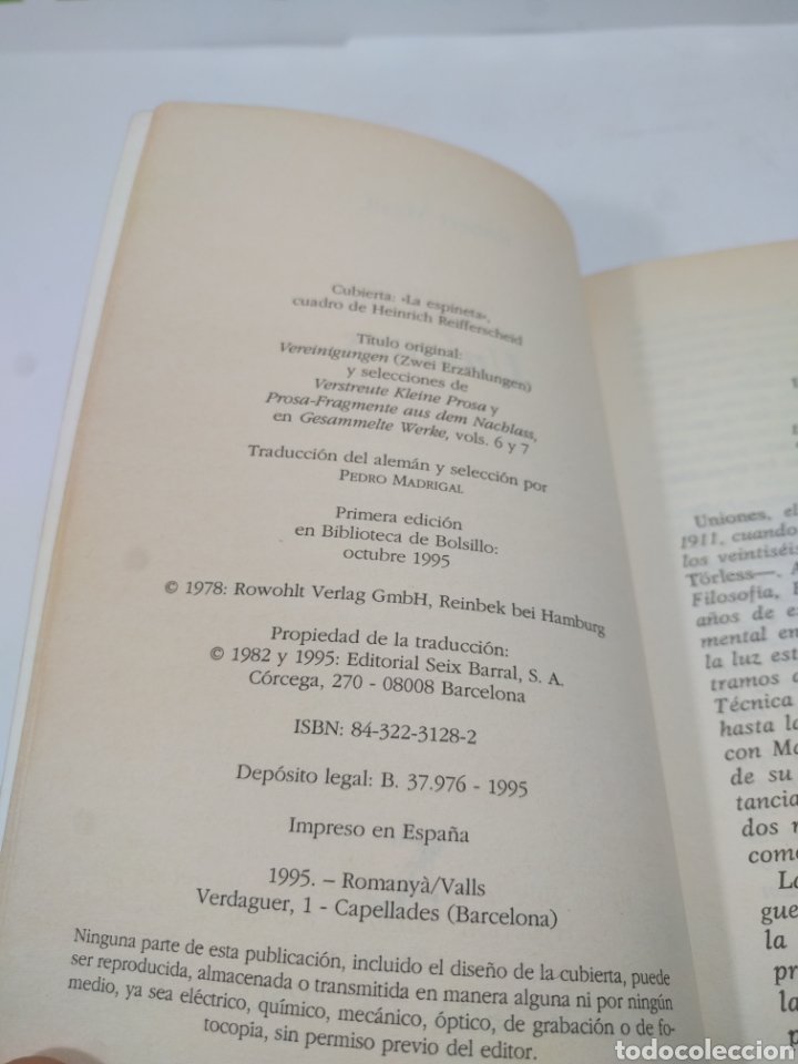 Libros de segunda mano: Uniones. Robert Musil. Biblioteca de bolsillo. - Foto 5
