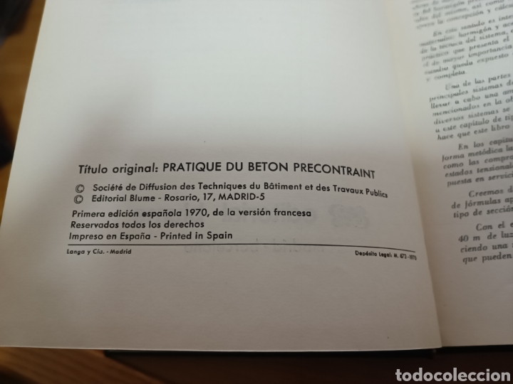 Libros de segunda mano: LA PR&Aacute;CTICA DEL HORMIG&Oacute;N PRETENSADO - G. DREUX - EDITORIAL BLUME - Foto 2