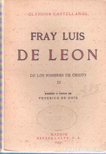 Libros de segunda mano: De los nombres de Cristo II - Le&oacute;n, Fray Luis de - Foto 1