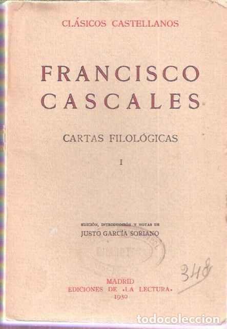 Libros de segunda mano: Cartas Filol&oacute;gicas I - Cascales, Francisco - Foto 1