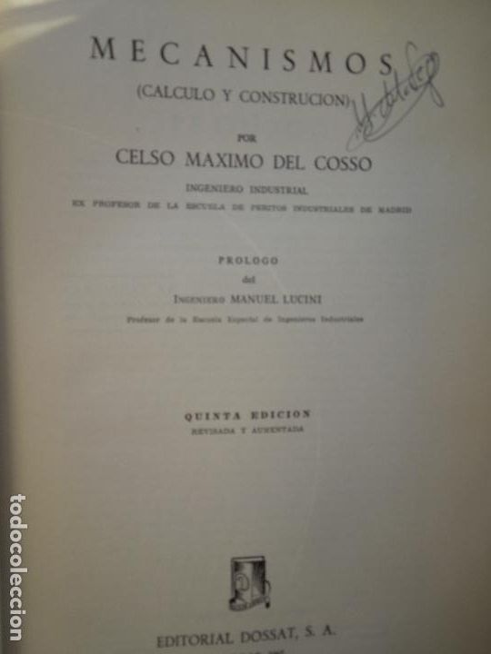 Libros de segunda mano: MECANISMOS (C&Aacute;LCULO Y CONSTRUCCI&Oacute;N) - CELSO MAXIMO - EDITORIAL DOSSAT 1965. - Foto 5