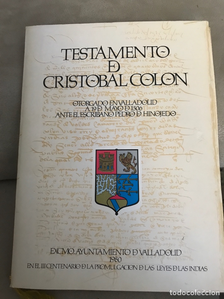 Libros de segunda mano: Testamento de Crist&oacute;bal Col&oacute;n. Edici&oacute;n numerada. - Foto 1