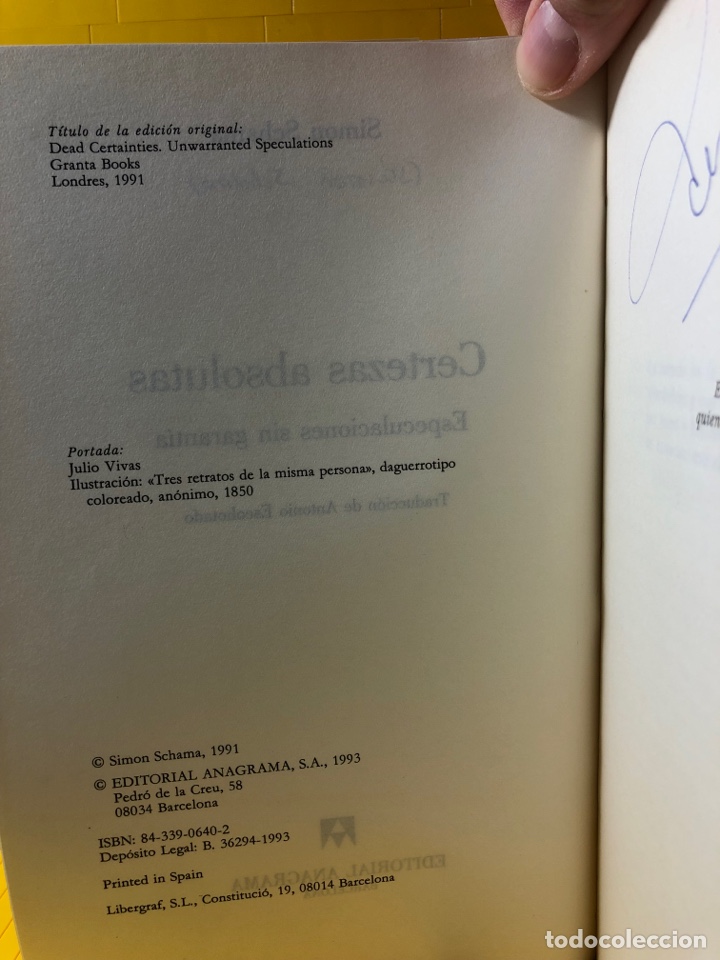 Libros de segunda mano: CERTEZAS ABSOLUTAS ● SIMON SCHAMA ● ANAGRAMA ● KB0435 ⭕️ - Foto 4