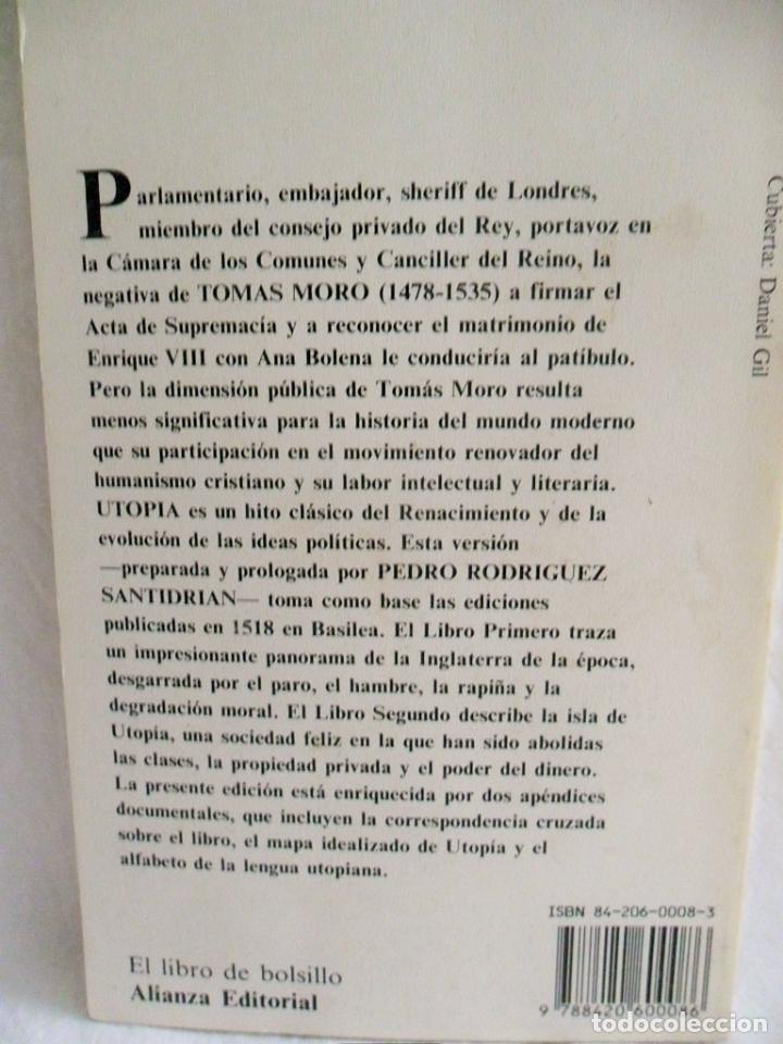 Libros de segunda mano: LIBRO E17 UTOPIA, TOMAS MORO . ALIANZA EDITORIAL N&ordm; 1008, LIBRO DE BOLSILLO - Foto 2