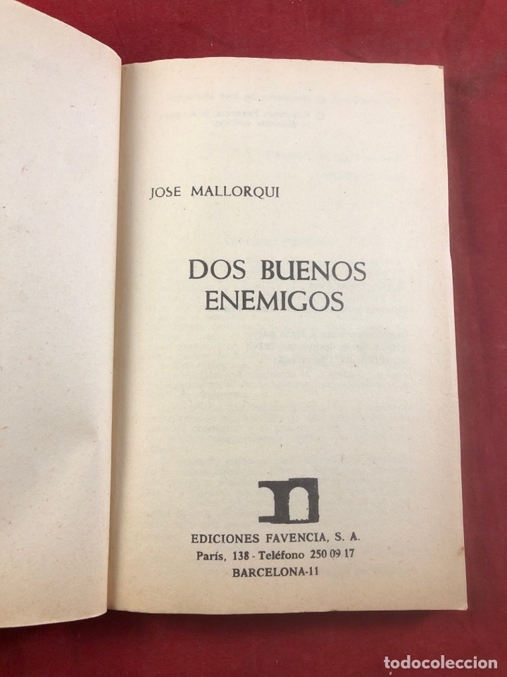 Libros de segunda mano: Dos buenos enemigos. JOSE MALLORQUI - Foto 2