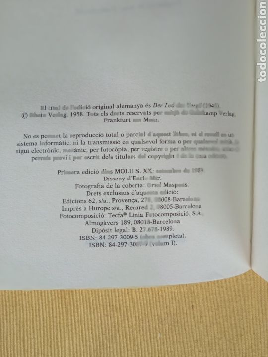 Libros de segunda mano: LA MORT DE VIRGILI. I. (Hermann Broch) - Foto 2