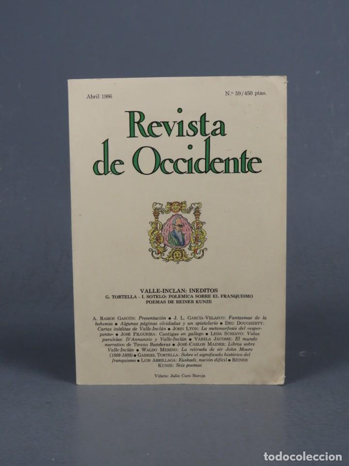 Libros de segunda mano: REVISTA DE OCCIDENTE. N&ordm;59. MADRID. A&Ntilde;O 1986. - Foto 1