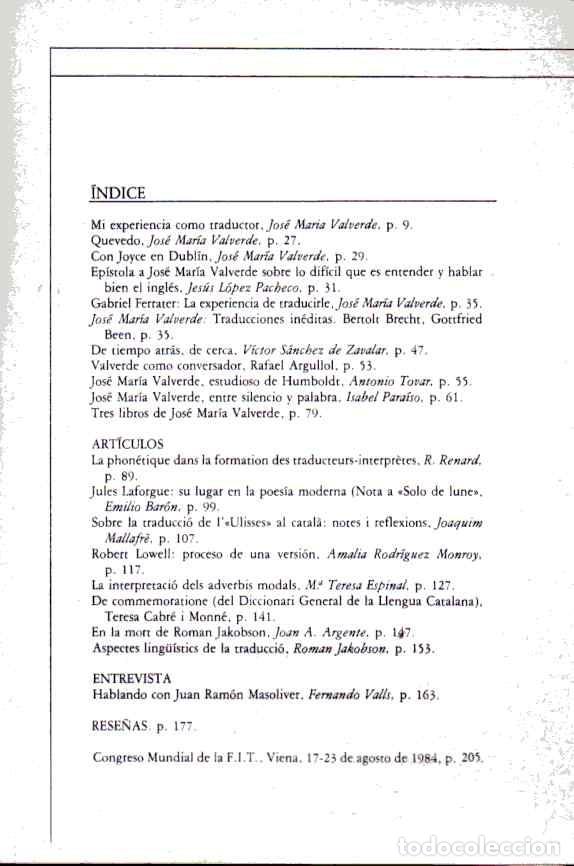 Libros de segunda mano: CUADERNOS DE TRADUCCI&Oacute;N E INTERPRETACI&Oacute;N - HOMENAJE A JOS&Eacute; MAR&Iacute;A VALVERDE - Foto 2