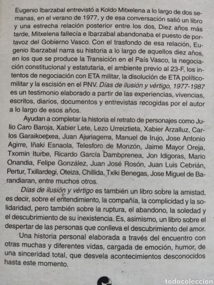 Libros de segunda mano: D&Iacute;AS DE ILUSI&Oacute;N Y V&Eacute;RTIGO 1977-1987 EUGENIO IBARZABAL - Foto 2