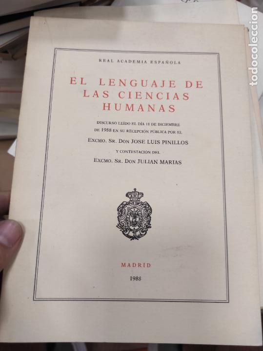 Libros de segunda mano: PINILLOS, Jos&eacute; Luis: EL LENGUAJE DE LAS CIENCIAS HUMANAS. - Foto 1