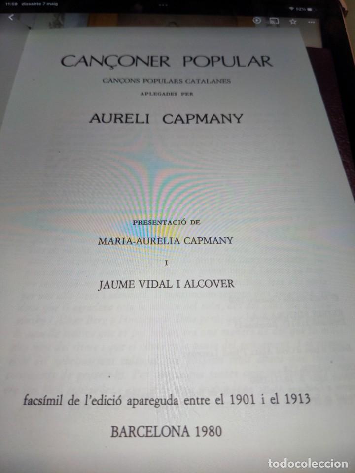 Libros de segunda mano: Can&ccedil;oner Popular Aureli Capmany - Foto 2