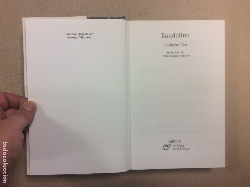 Libros de segunda mano: BAUDOLINO. UMBERTO ECO. LUMEN 2001 - Foto 2