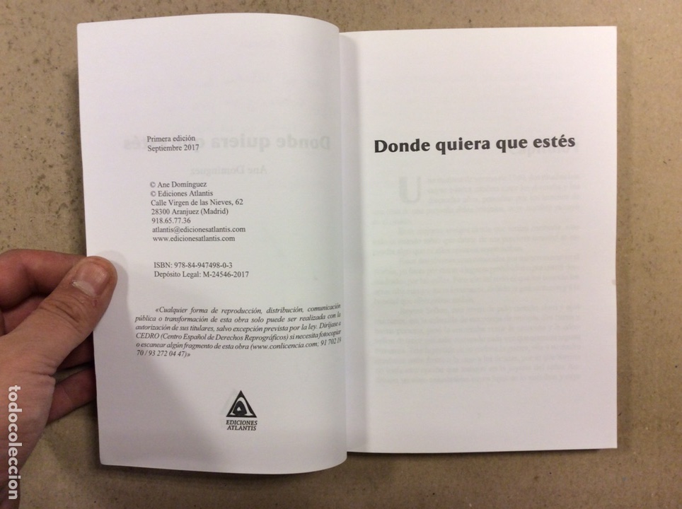 Libros de segunda mano: DONDE QUIERA QUE EST&Eacute;S. ANE DOM&Iacute;NGUEZ. EDICIONES ATLANTIS 2017 - Foto 2