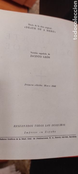Libros de segunda mano: La muerte del h&eacute;roe. Richard Aldington. Primera edici&oacute;n - Foto 6