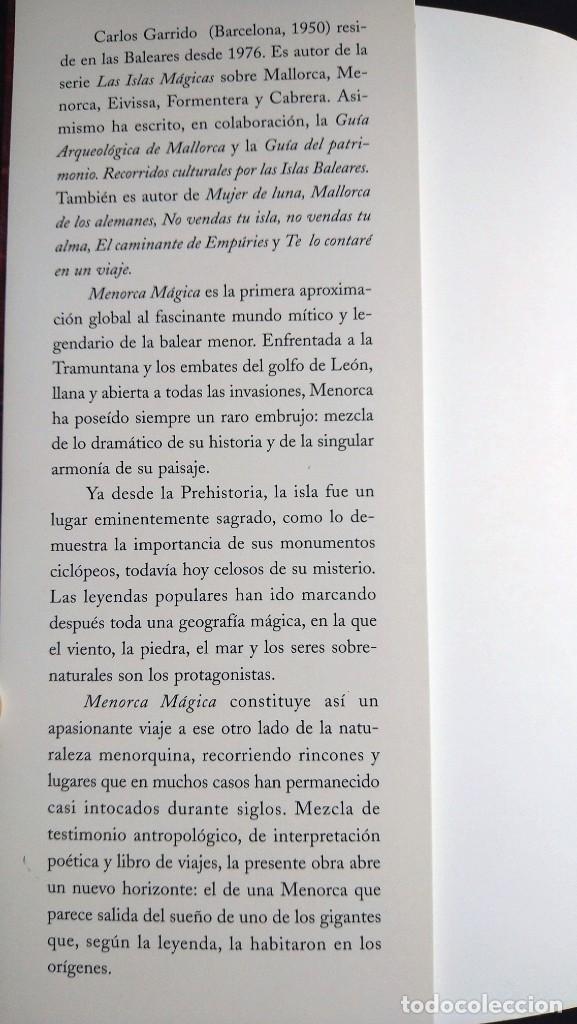 Libros de segunda mano: MENORCA M&Aacute;GICA - CARLOS GARRIDO - Foto 3
