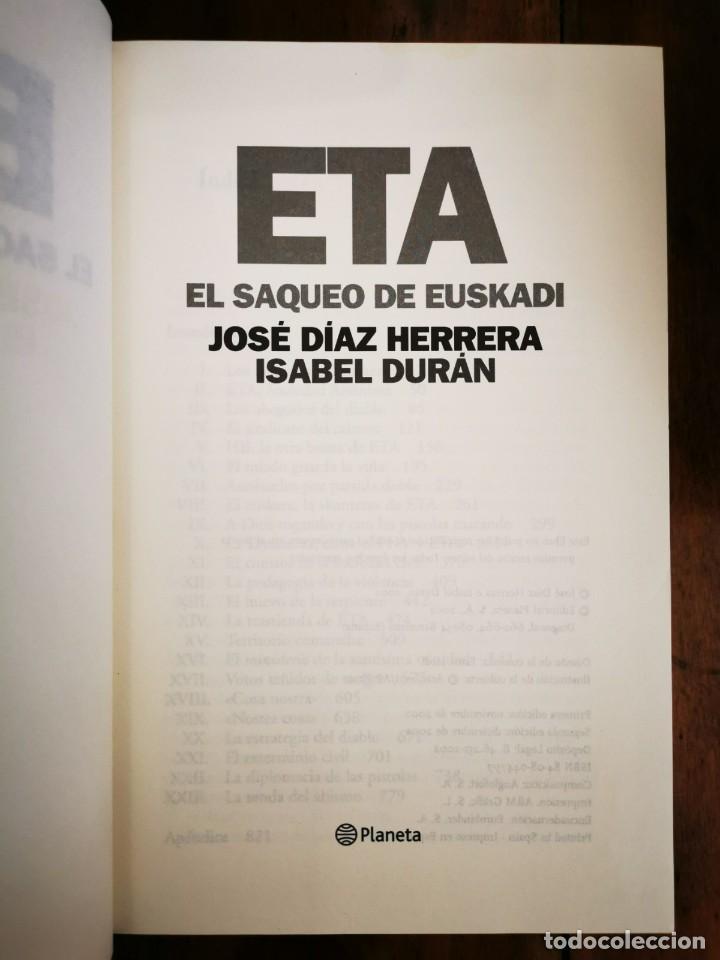 Libros de segunda mano: D&Iacute;AZ HERRERA, Jos&eacute;. ETA : El saqueo de Euskadi / Isabel Dur&aacute;n - Foto 1