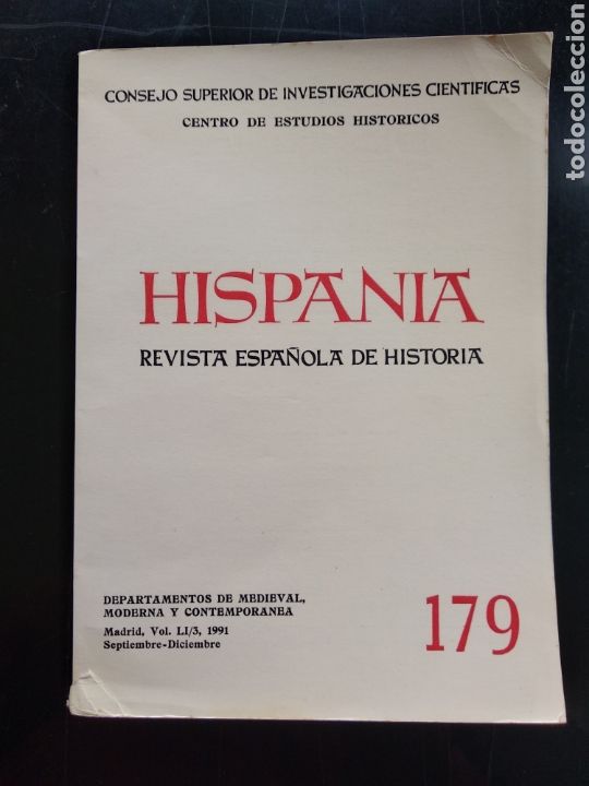 Libros de segunda mano: Hispania , revista espa&ntilde;ola de historia N, 179 a&ntilde;o 1991 , consejo su perior de investigaciones cient