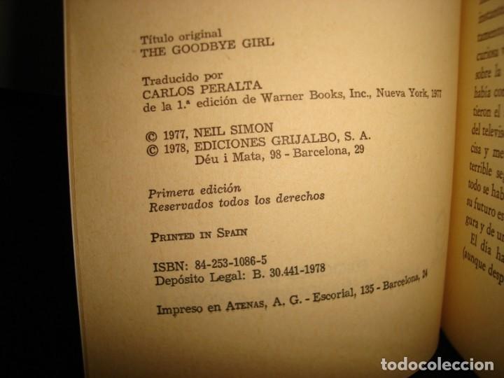 Libros de segunda mano: 18- LA CHICA DEL ADI&Oacute;S - NEIL SIMON & ROBERT CROSSBACH - Foto 4