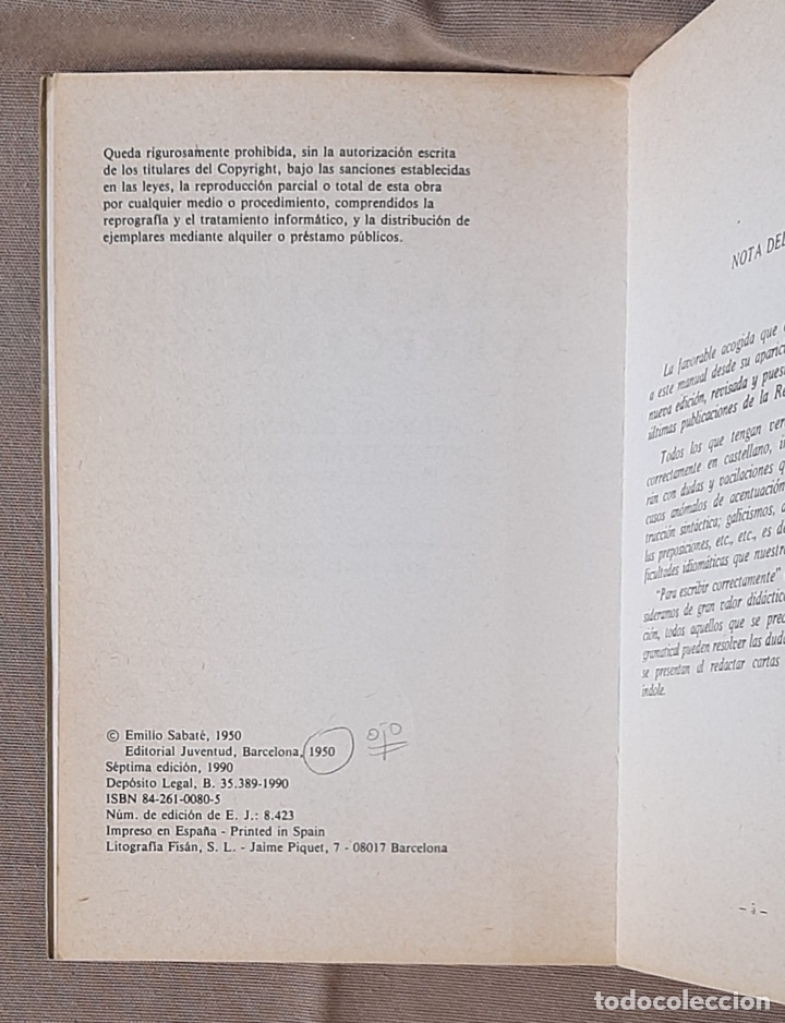 Libros de segunda mano: Para escribir correctamente. (. E. Sabate. - Foto 3