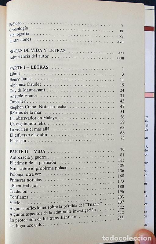 Libros de segunda mano: Notas de vida y letras - Joseph Conrad - Ediciones del Cotal (1981) - Foto 4