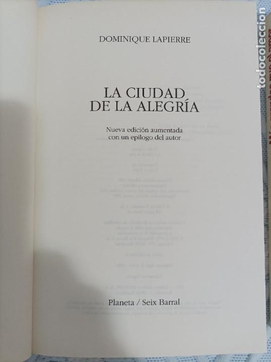 Libros de segunda mano: Lote 3 libros de Dominique Lapierre. Planeta, 1990-97. - Foto 2