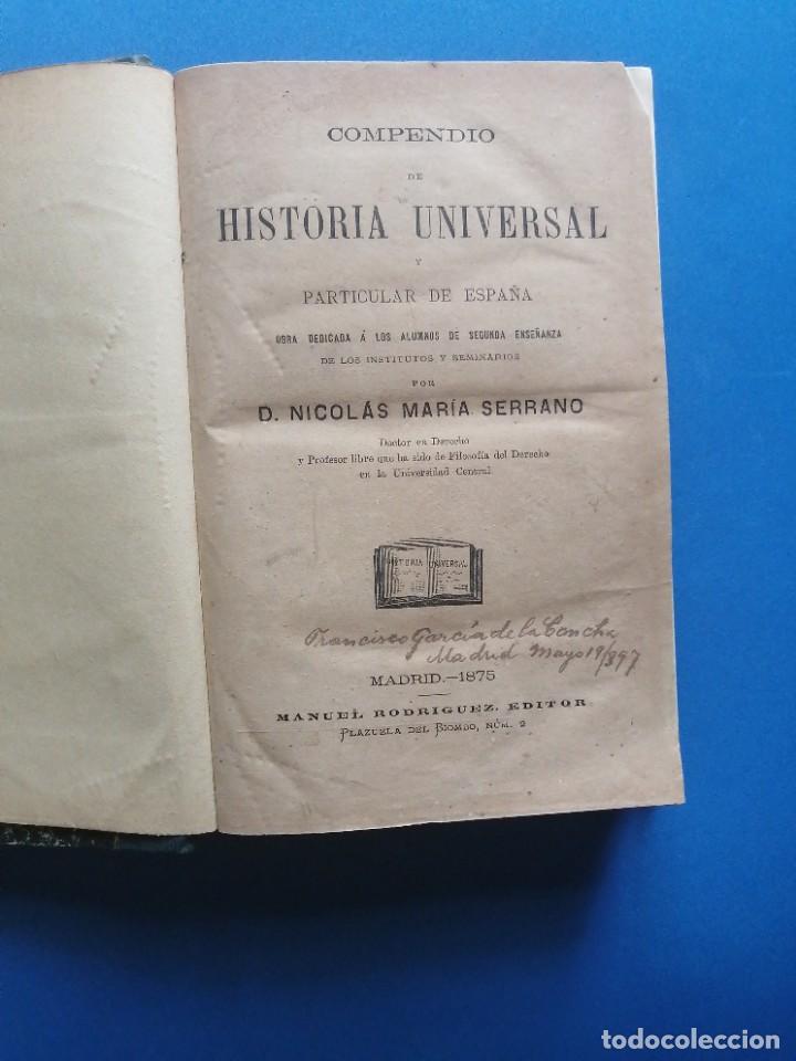 Libros de segunda mano: Compendio de Historia Universal por Nicol&aacute;s Mar&iacute;a Serrano. 1875 - Foto 1