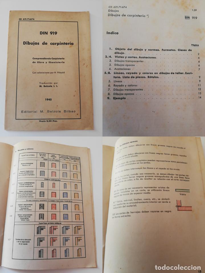 Libros de segunda mano: DIN 919 DIBUJOS DE CARPTINTER&Iacute;A . COMPENDIO DE CARPINTER&Iacute;A DE OBRA Y EBANISTER&Iacute;A - Foto 1