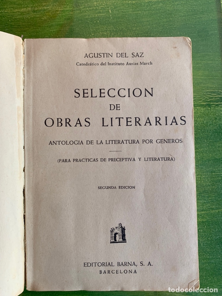 Libros de segunda mano: Salecci&oacute;n de Obras Literarias. Agust&iacute;n Sanz.