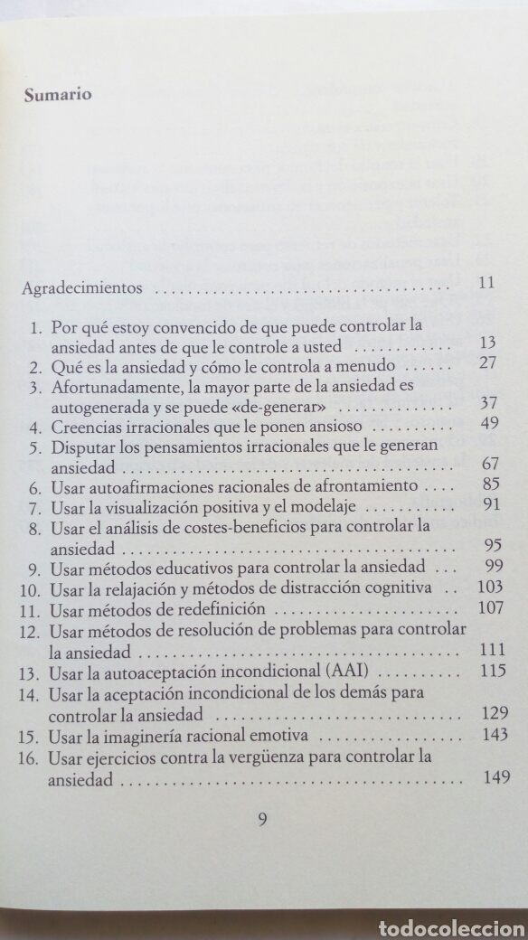 Libros de segunda mano: C&oacute;mo controlar la ansiedad antes de que le controle a usted. Albert Ellis. - Foto 3