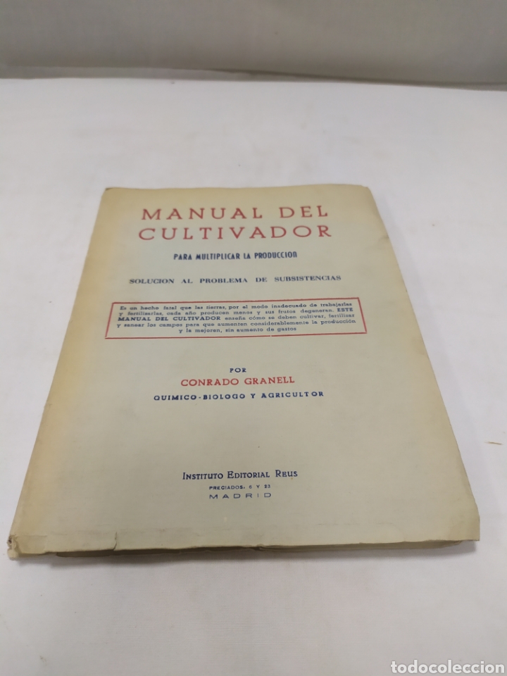 Libros de segunda mano: Manual del cultivador, Instituto Editorial Reus, - Foto 1