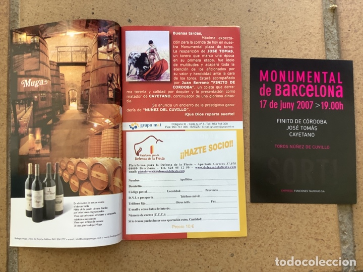 Libros de segunda mano: JOS&Eacute; TOM&Aacute;S. PROGRAMA DE MANO DE SU REAPARICI&Oacute;N EN BARCELONA - Foto 2