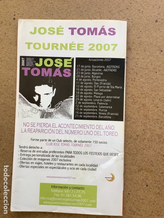Libros de segunda mano: JOS&Eacute; TOM&Aacute;S. PROGRAMA DE MANO DE SU REAPARICI&Oacute;N EN BARCELONA - Foto 4