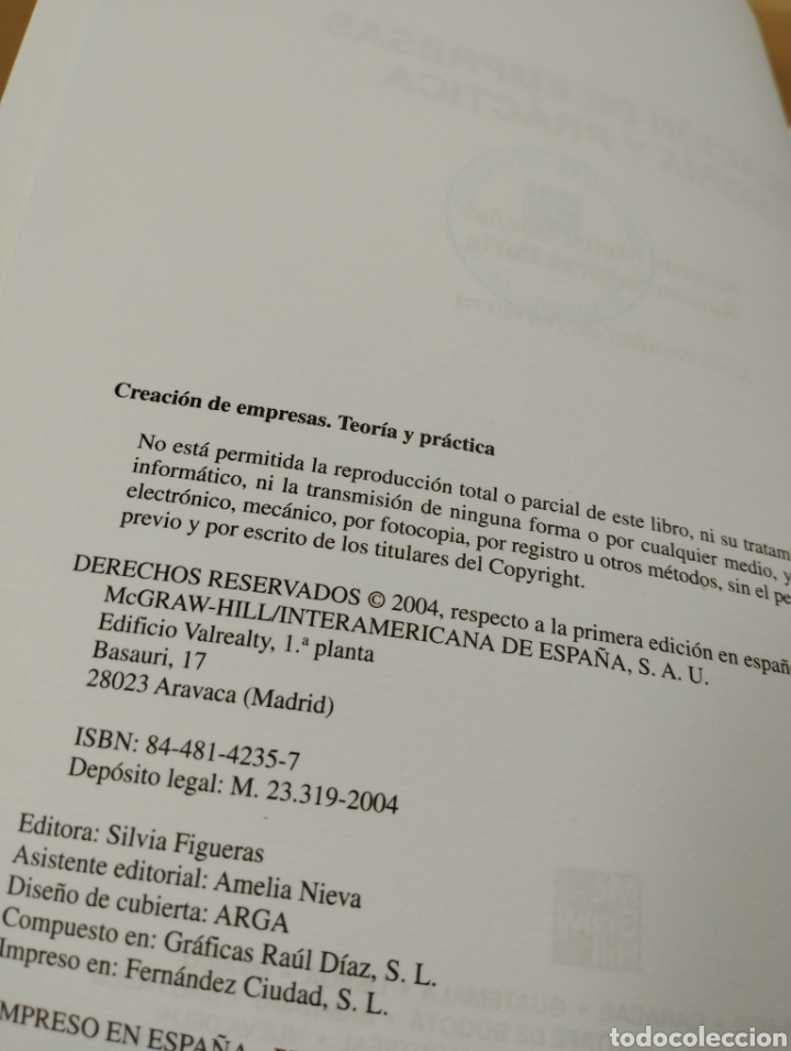 Libros de segunda mano: Creaci&oacute;n de empresas teor&iacute;a y pr&aacute;ctica. Mcgraw Hill. - Foto 5