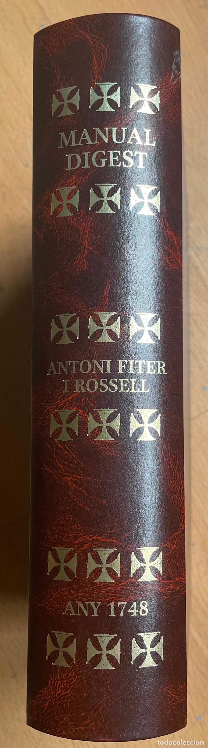 Libros de segunda mano: MANUAL DIGEST, Antoni Fiter i Rossell, FACSIMIL - Foto 3