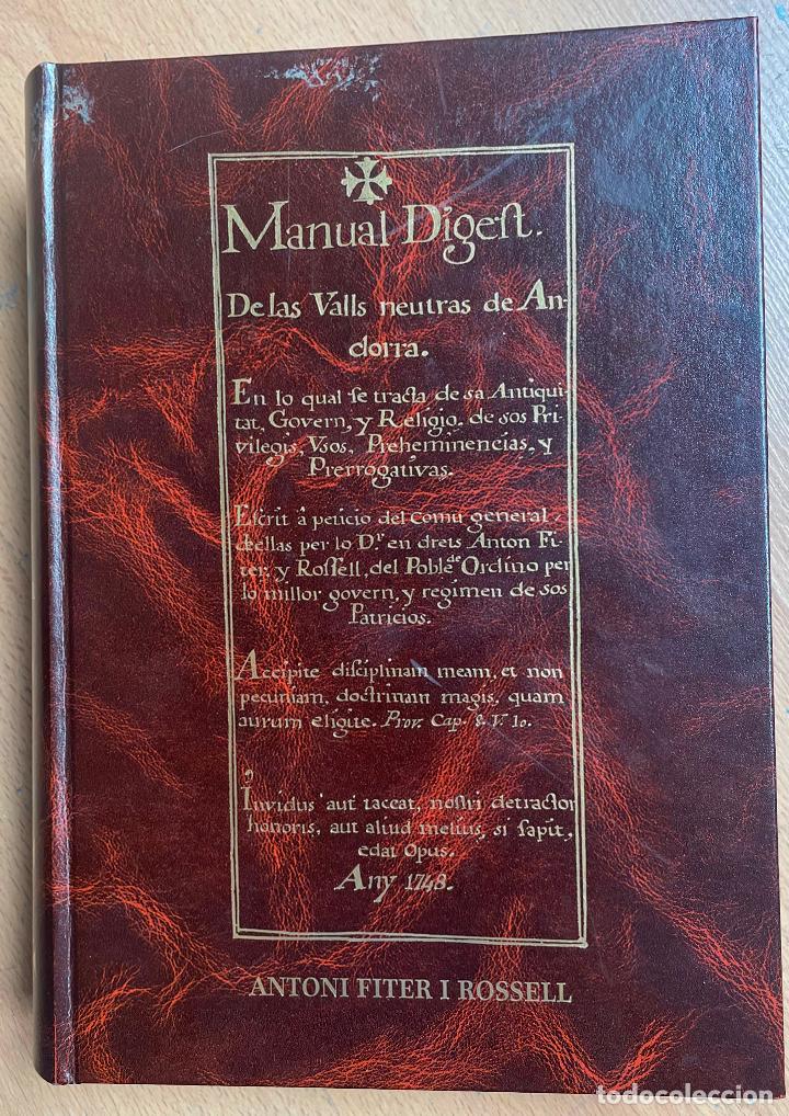 Libros de segunda mano: MANUAL DIGEST, Antoni Fiter i Rossell, FACSIMIL - Foto 1